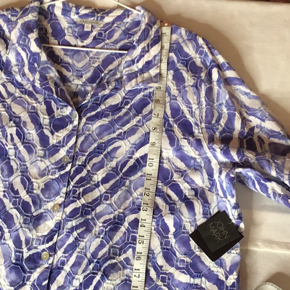 John Mark Blue and White Button Down Jacket. NWT - Picture 8 of 12